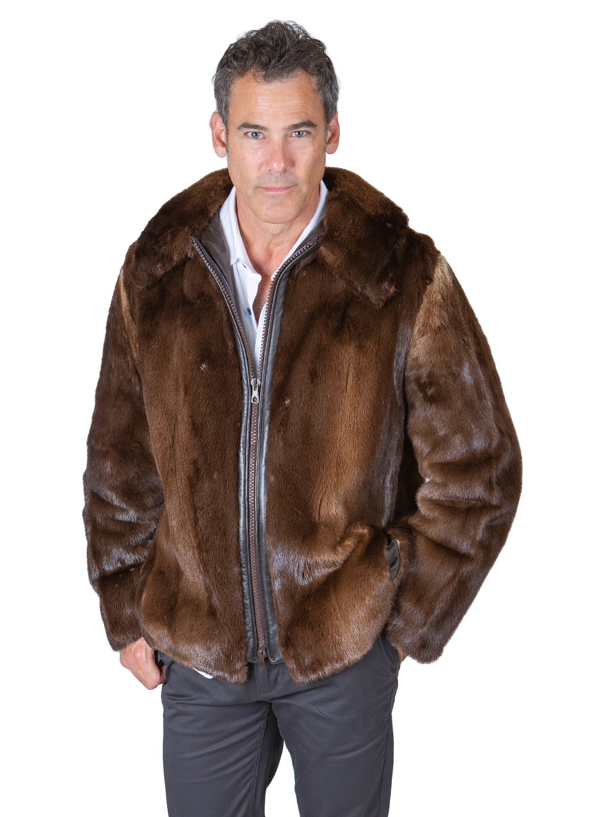 Natural Otter Fur Jacket- Men's Fur Jacket - Medium | Estate Furs