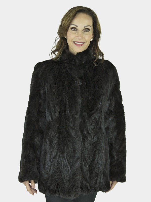 Woman's Black Sculptured Mink Fur Jacket