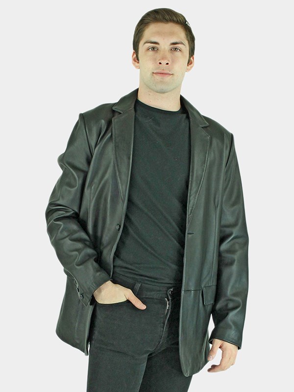 Man's New Black Leather Blazer