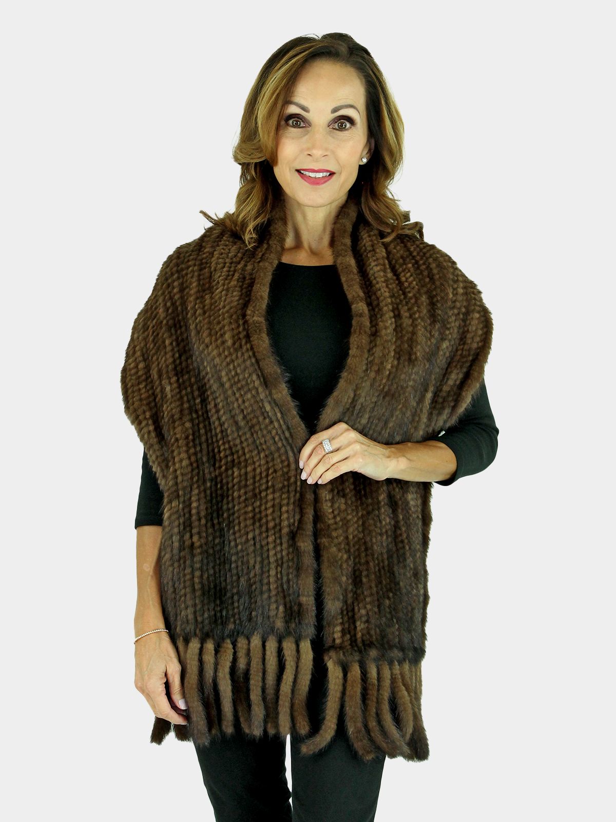 Knitted mink deals fur poncho