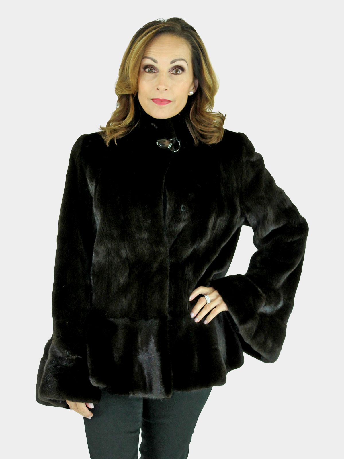 Peplum online fur coat