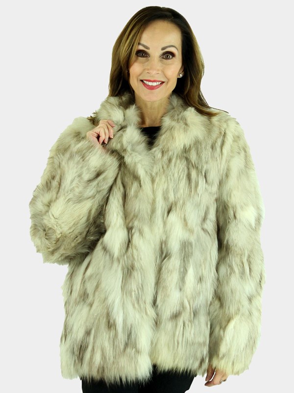 Woman's Sectioned Cross Fox Fur Jacket