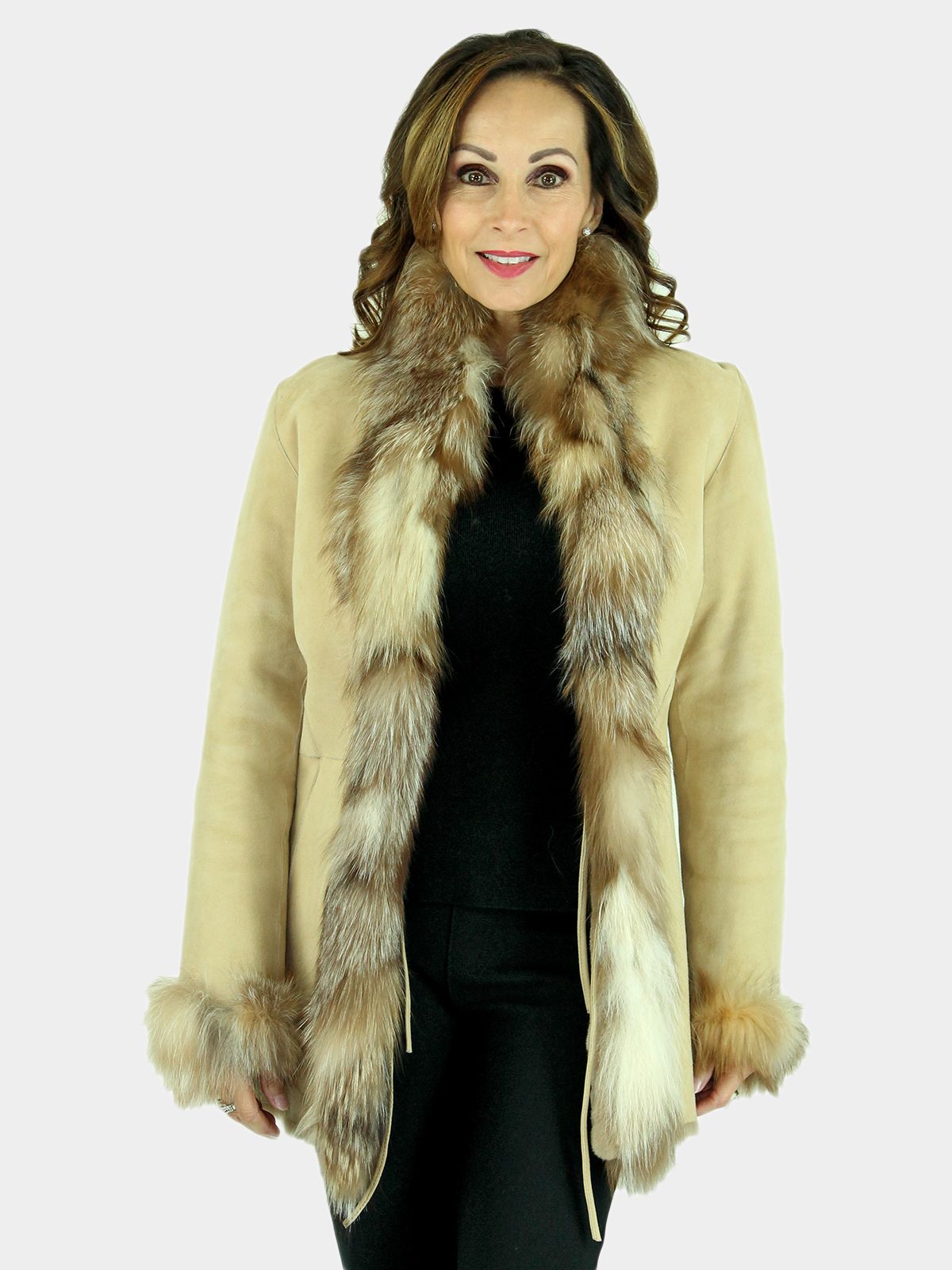 Woman's Crystal Fox Fur Jacket - Estate Furs