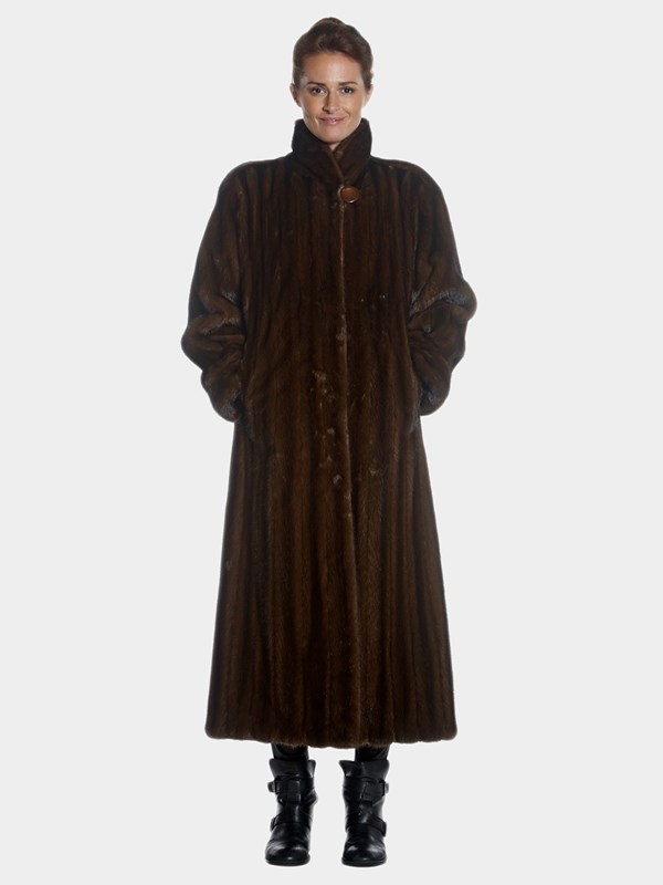 Woman's Mahogany Mink Fur 7/8 Coat