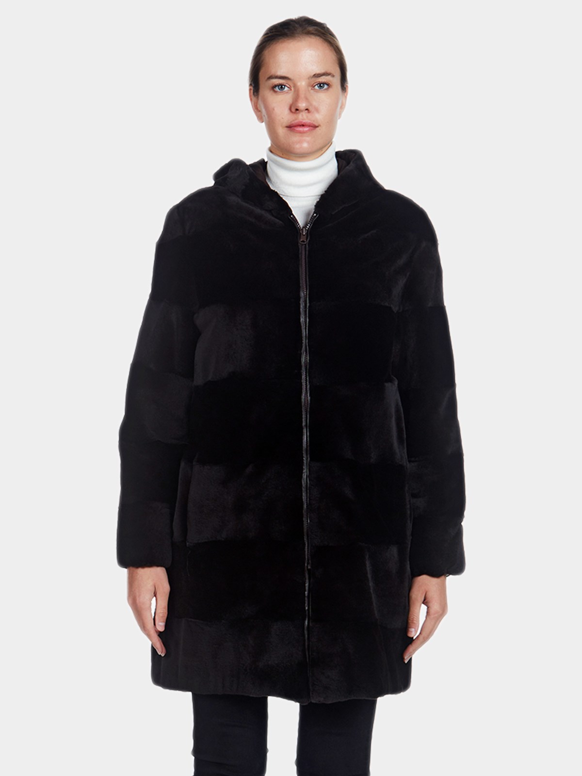 Woman's Reversible Brown Sheared Mink Fur Parka
