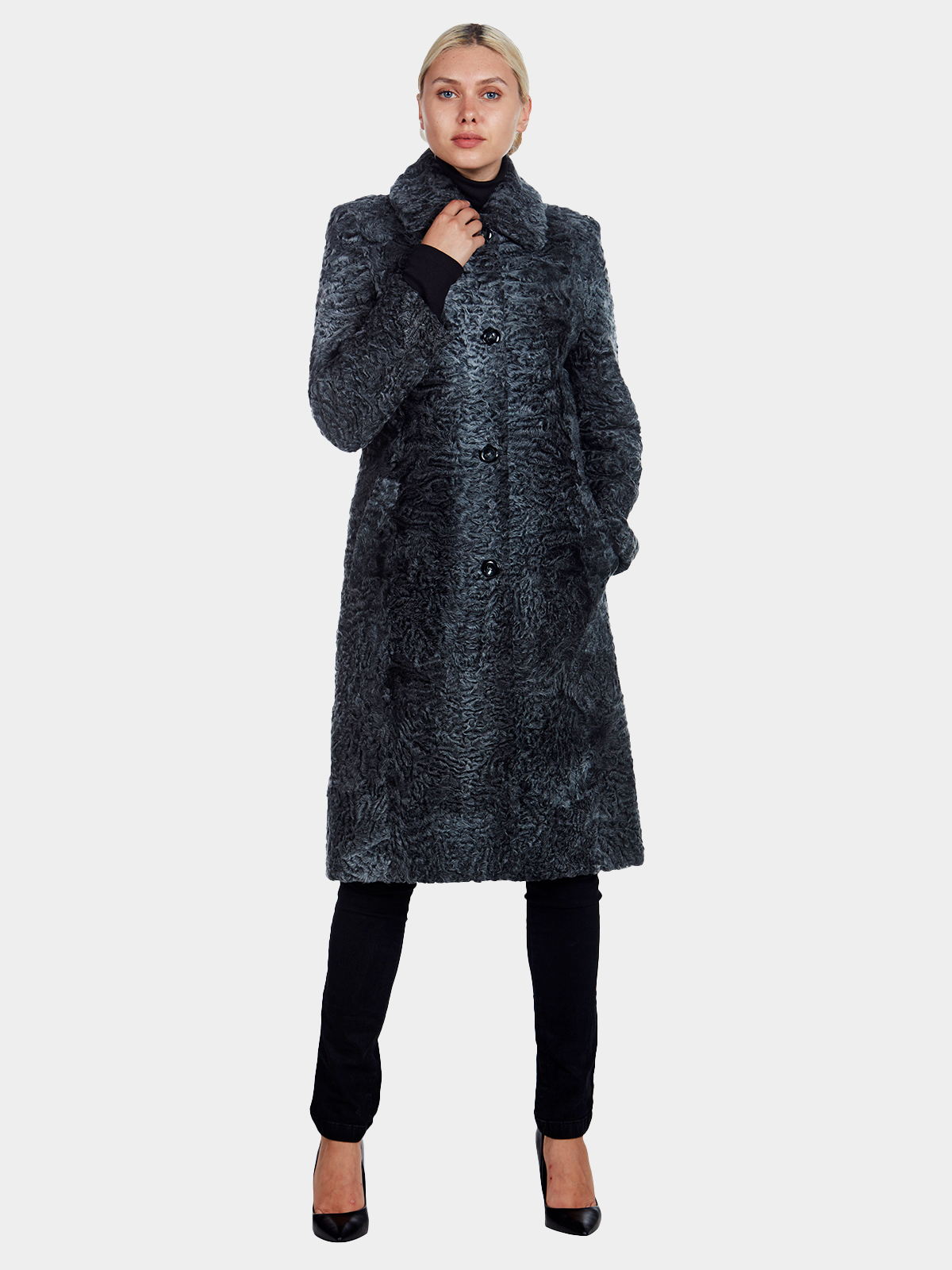 Monogram Shearling Coat - Luxury Grey