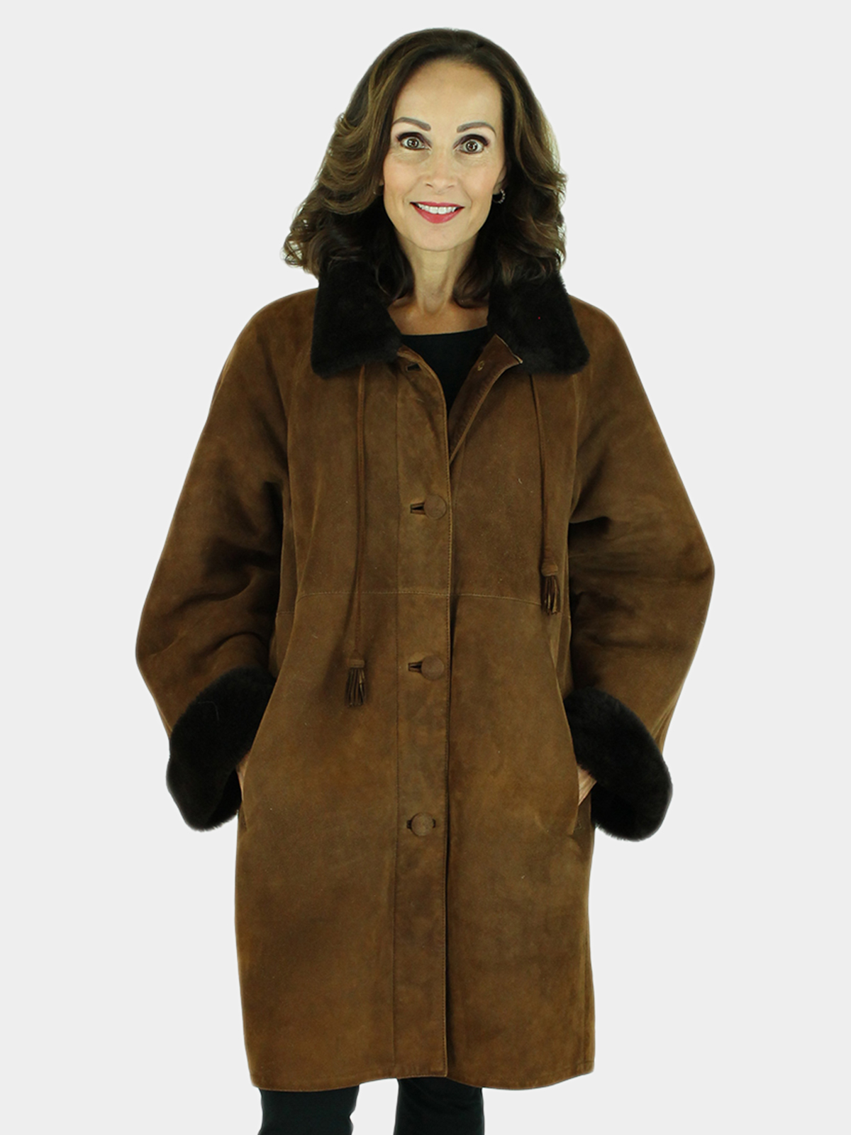 Rust Colored Shearling Lamb Stroller w Fleece Estate Furs