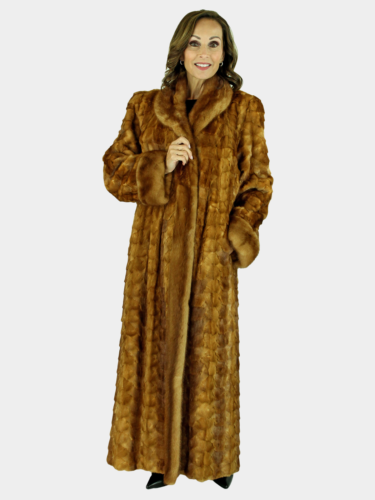 Whiskey Sculpted Mink Fur Coat Large Estate Furs