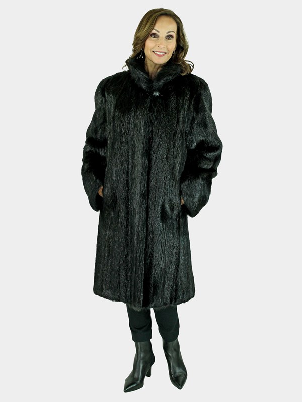 Woman' Black Beaver Fur Stroller