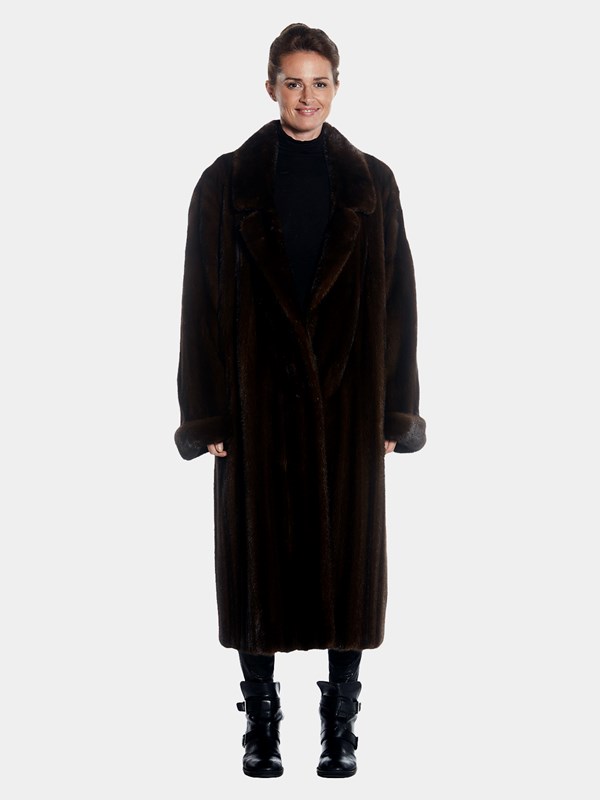 Womens Mahogany Mink Fur Full Length Coat