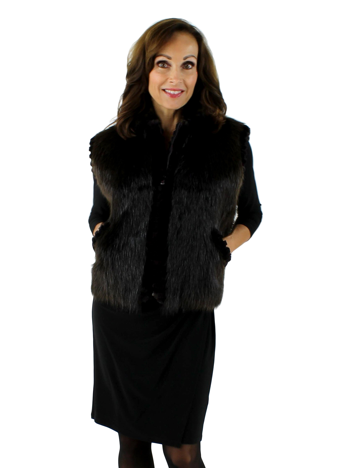 Long Haired Beaver Fur Vest Women S Small Ebony Estate Furs