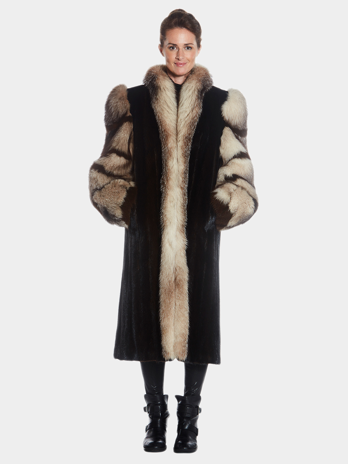 Long Mink Faux Fur Coat (2colors)