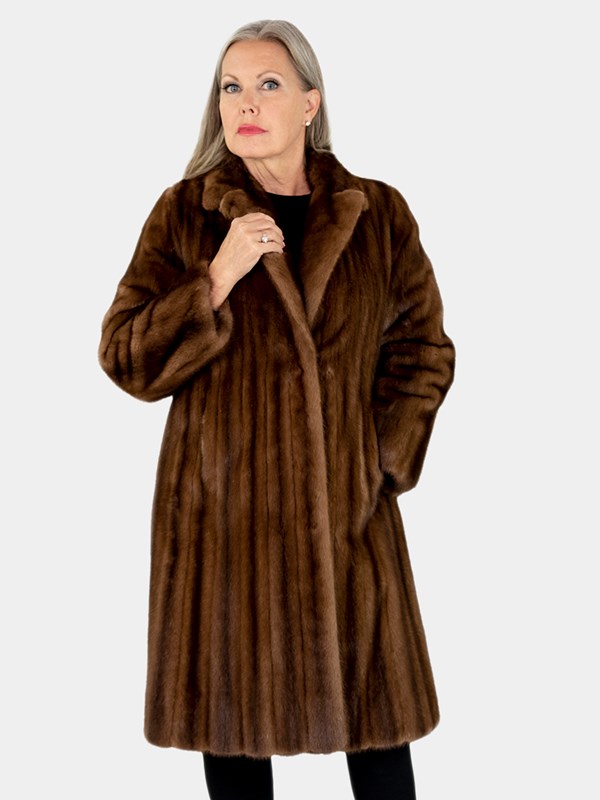 Woman's Demi Buff Female Mink fur 7/8 Coat