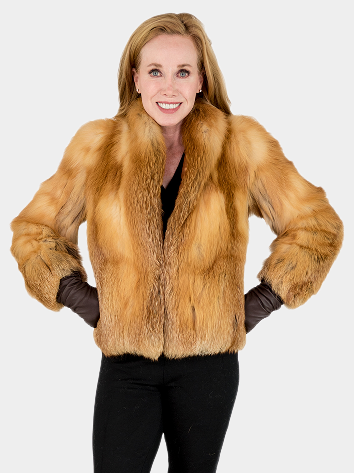 WOMEN - WAIST LENGTH NATURAL RED FOX FUR WITH HOOD