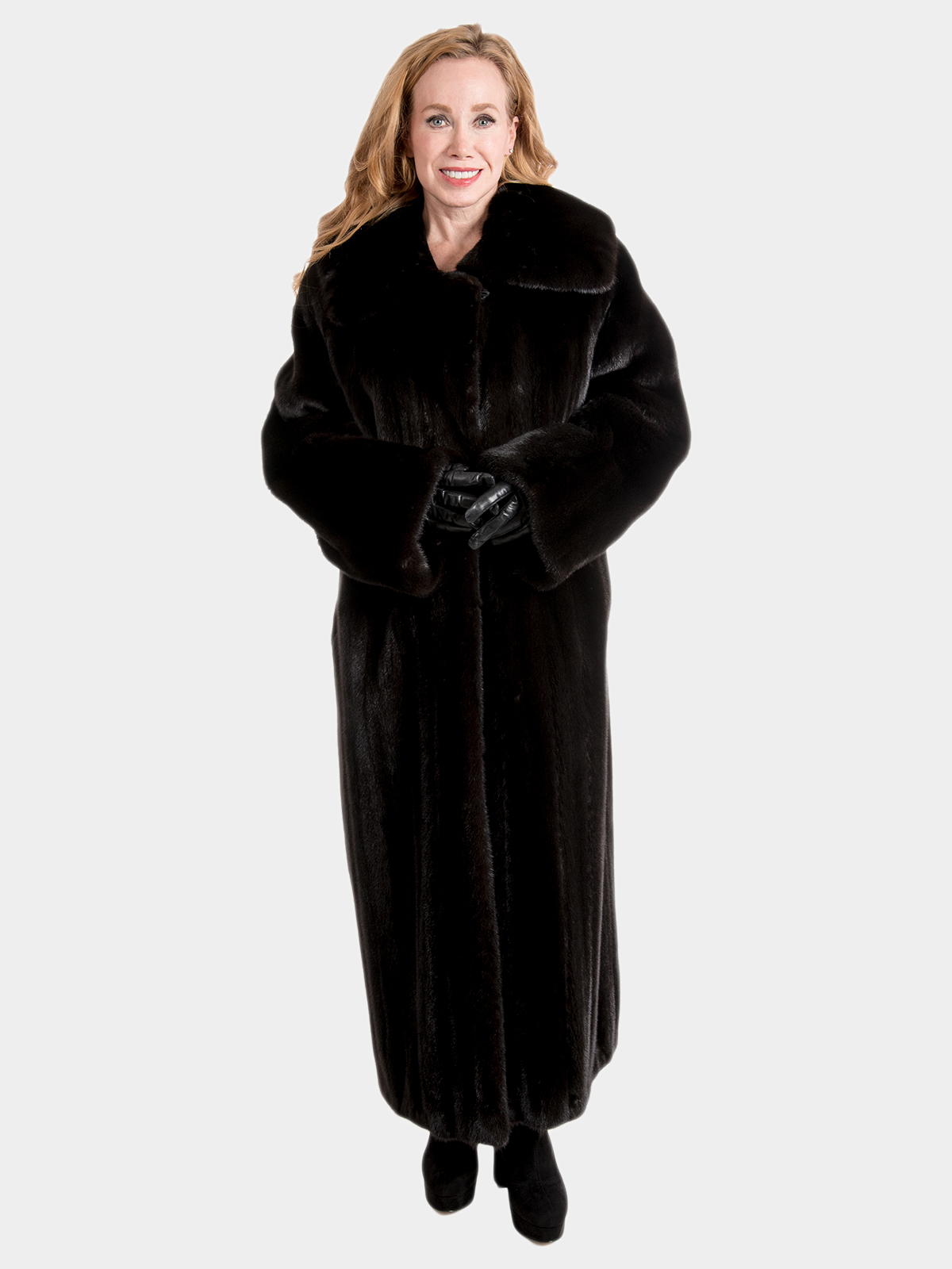 Dark Ranch Black Mink Fur Coat Jacket M No Monogram Unique Design