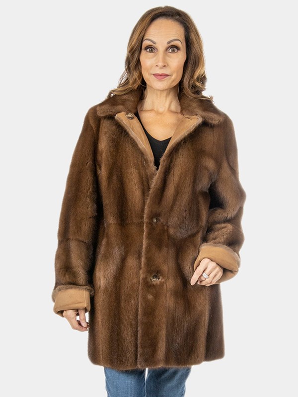 Woman's Reversible Demi Buff Mink Fur Jacket