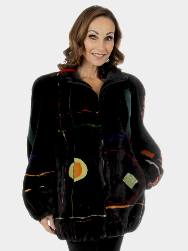 Woman's Black Zuki Sheared Beaver Fur Jacket