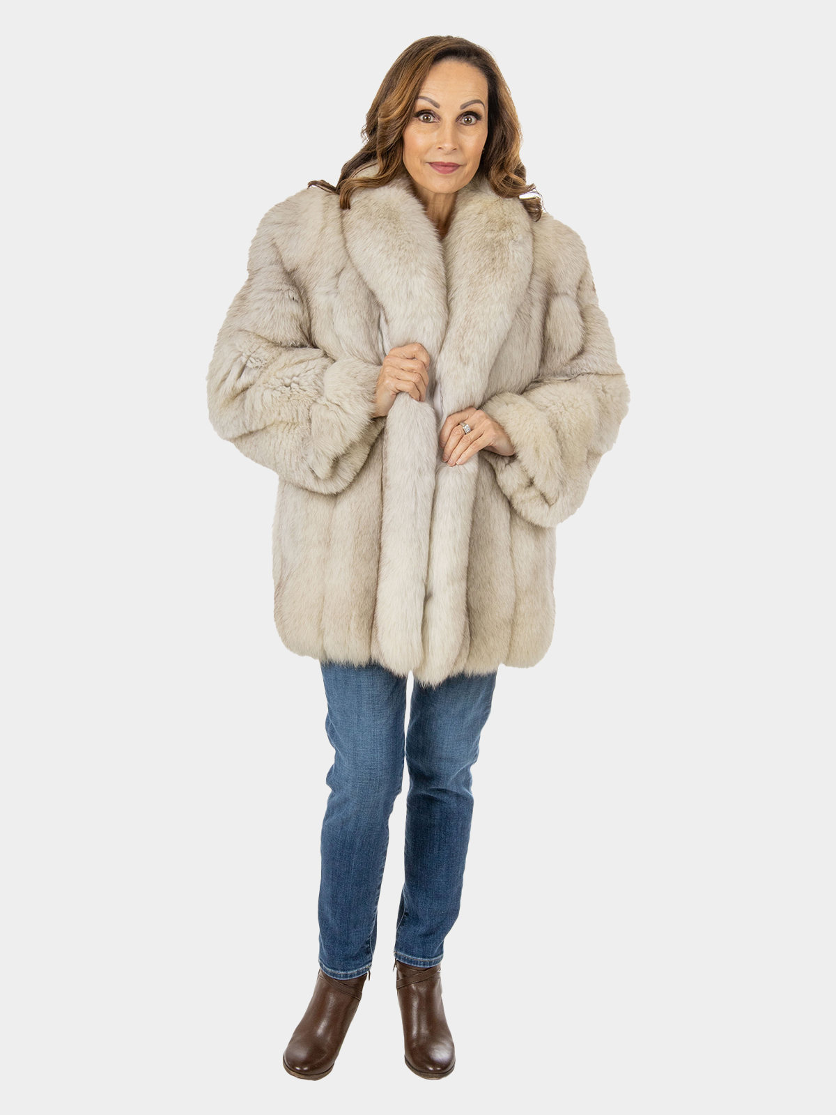 Saga Blue Fox Fur Jacket - Small