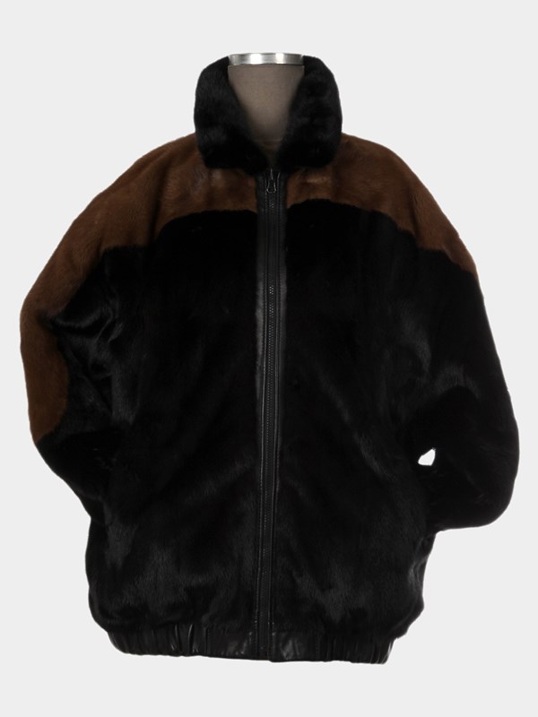 Unisex Ranch Mink Fur Jacket Reverses to Leather