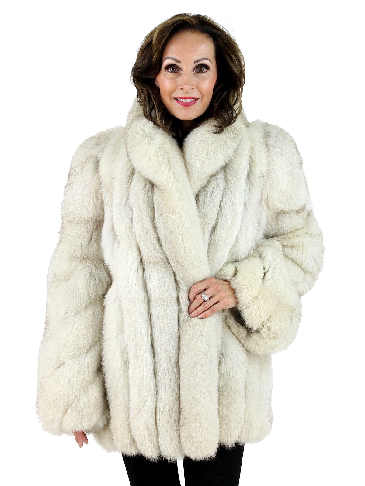 Natural Blue Fox Fur Cord Cut Jacket - Women's Large | Estate Furs