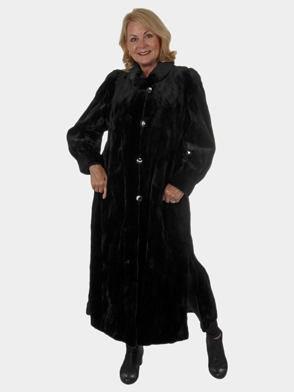 Woman's Black Sheared and Sculptured Mink Fur Coat / Reversible