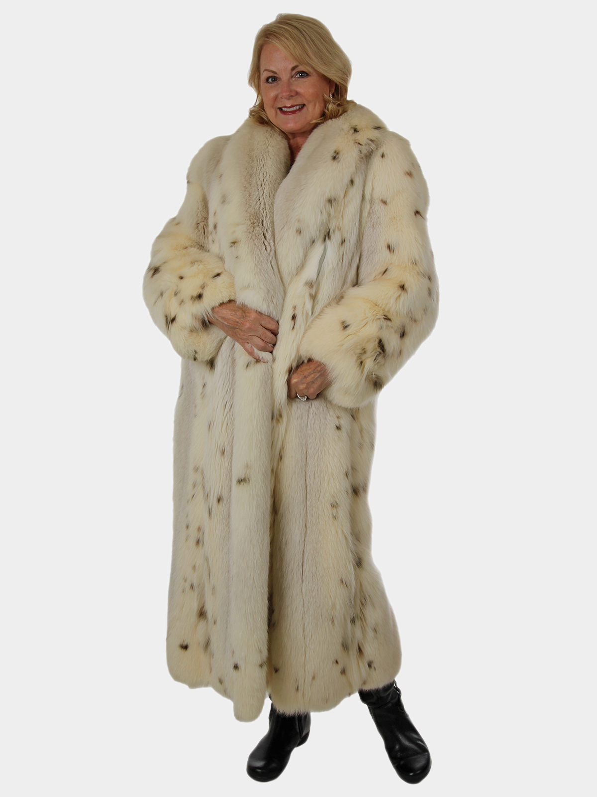 Gorgeous Lynx Or Leopard Dyed Sheared Mink Fur Coat With Russian