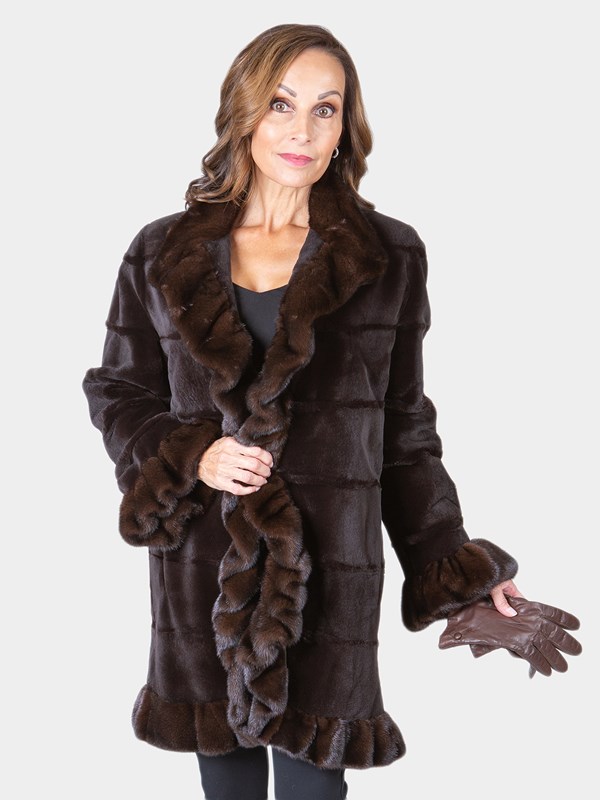 Woman's Brown Sheared Mink Fur Stroller