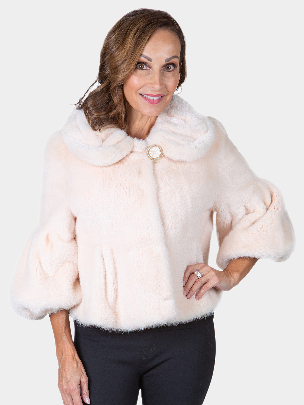 Blush fur jacket sales