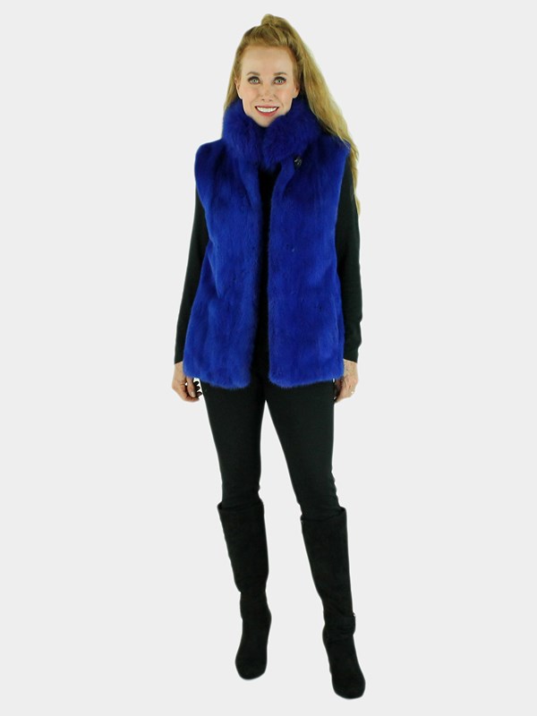 Woman's Royal Blue Mink Fur Vest