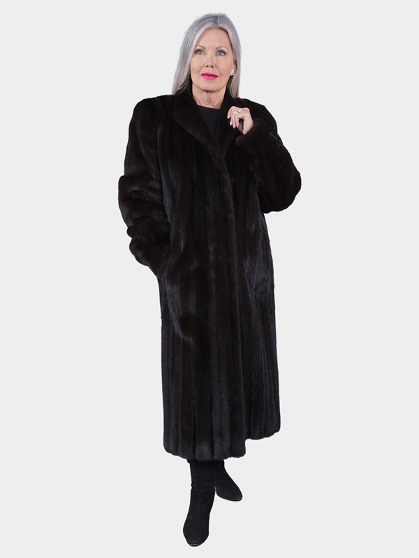 Woman's Deepest Mahogany Female Mink Fur Coat