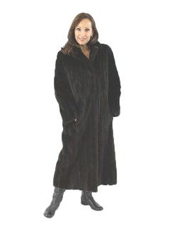 Woman's Petite Full Length Ranch Mink Fur Coat