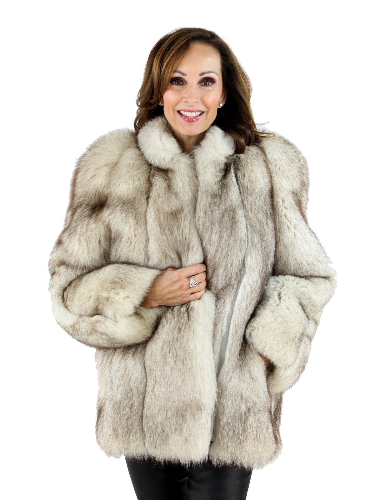 Cord Cut Blue Fox Fur Jacket - Women's Fur Jacket - Medium| Estate Furs