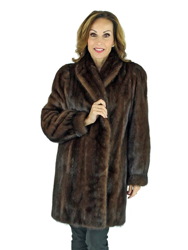 Knit Mink Fur Jacket - Women's Medium - Mahogany | Estate Furs