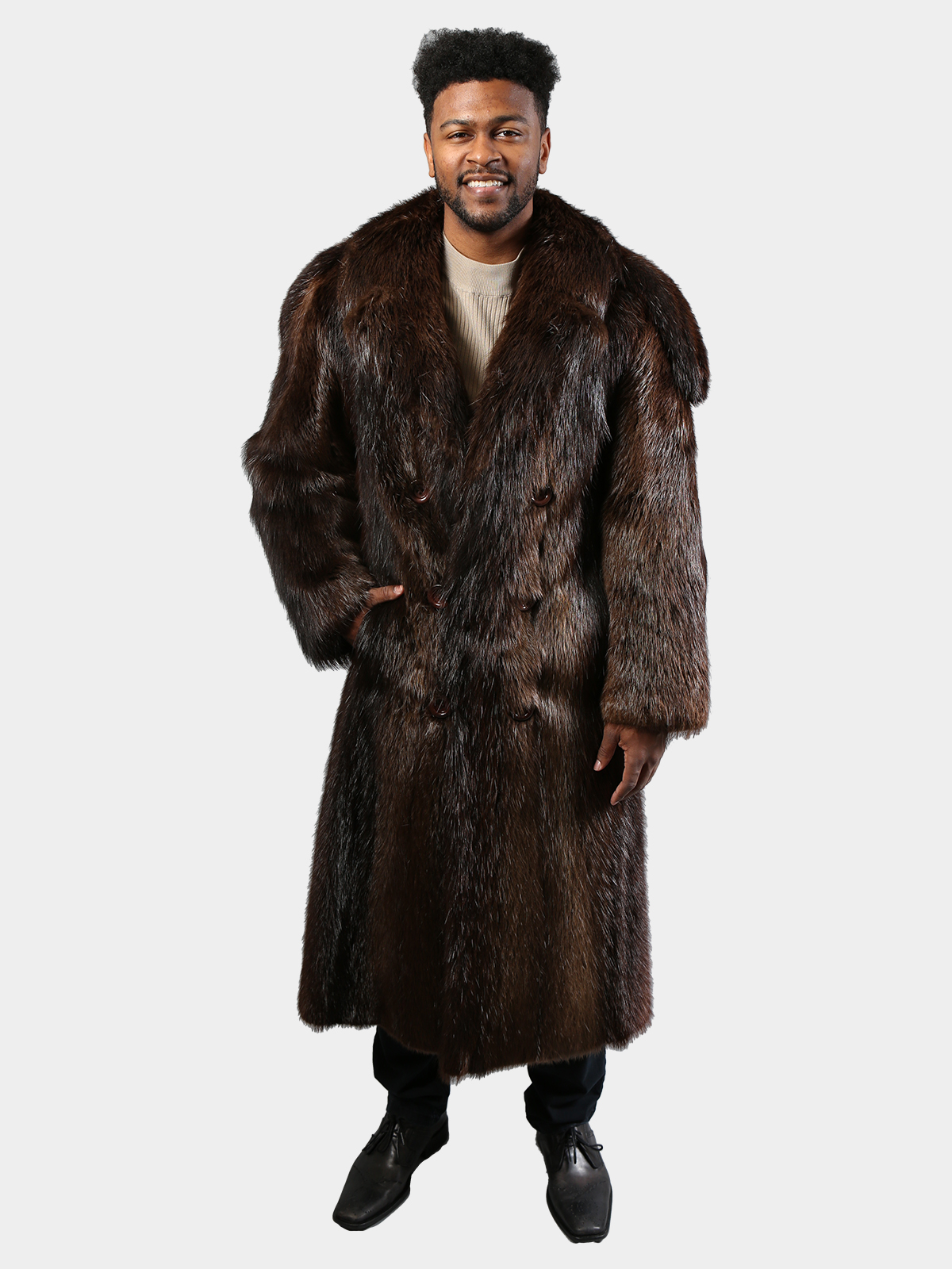 Men's Full Brown Fur Coat (Small) - Estate Furs