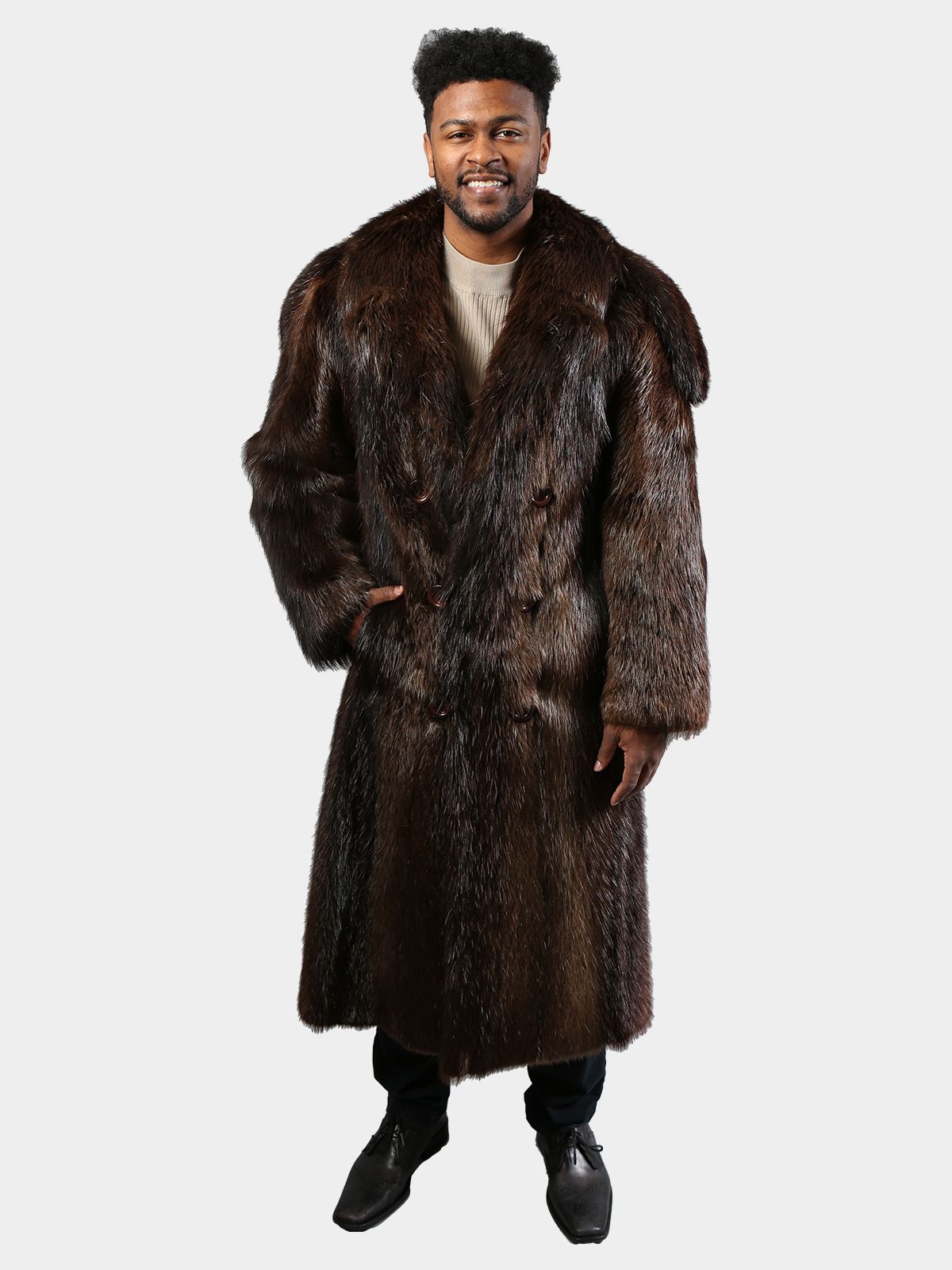 Day Furs Inc. Man's Full Length Beaver Fur Coat