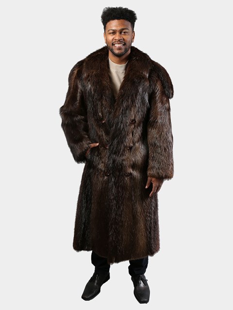 Man's Full Length Brown Beaver Fur Coat