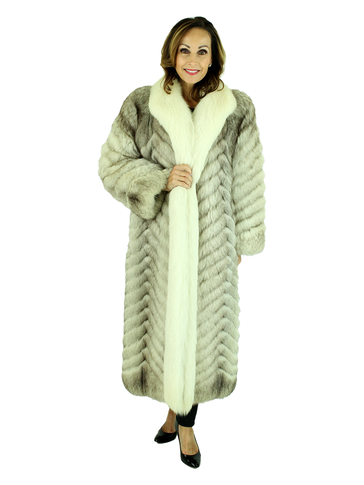 Chevron fur coat discount