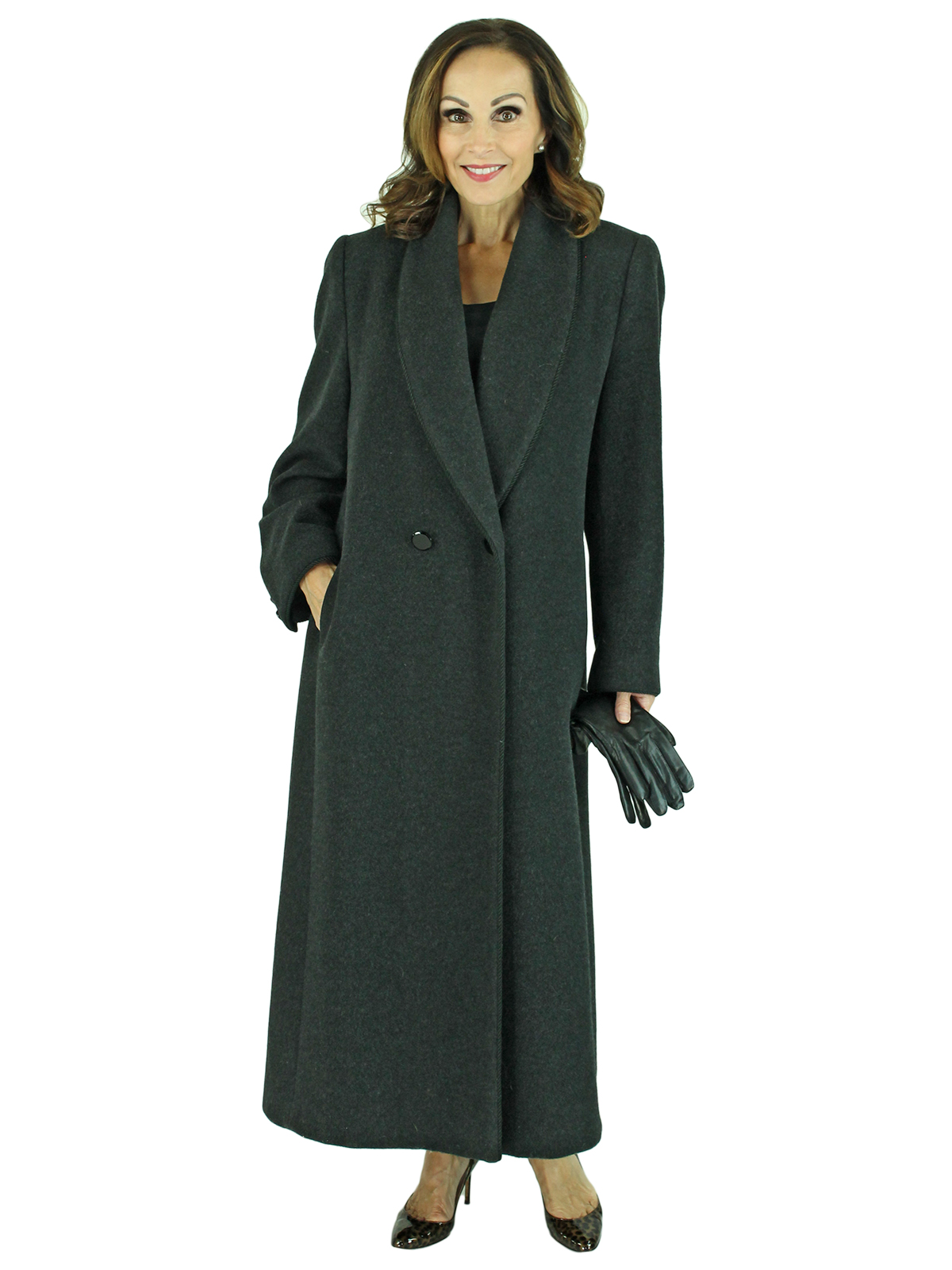 localizar carpintero entregar Black Loro Piana Cashmere Wool Coat - Women's Wool Coat - Medium| Estate  Furs