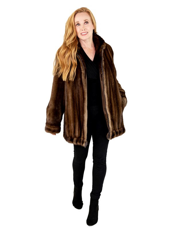 Woman's Female Mahogany Mink Fur Jacket
