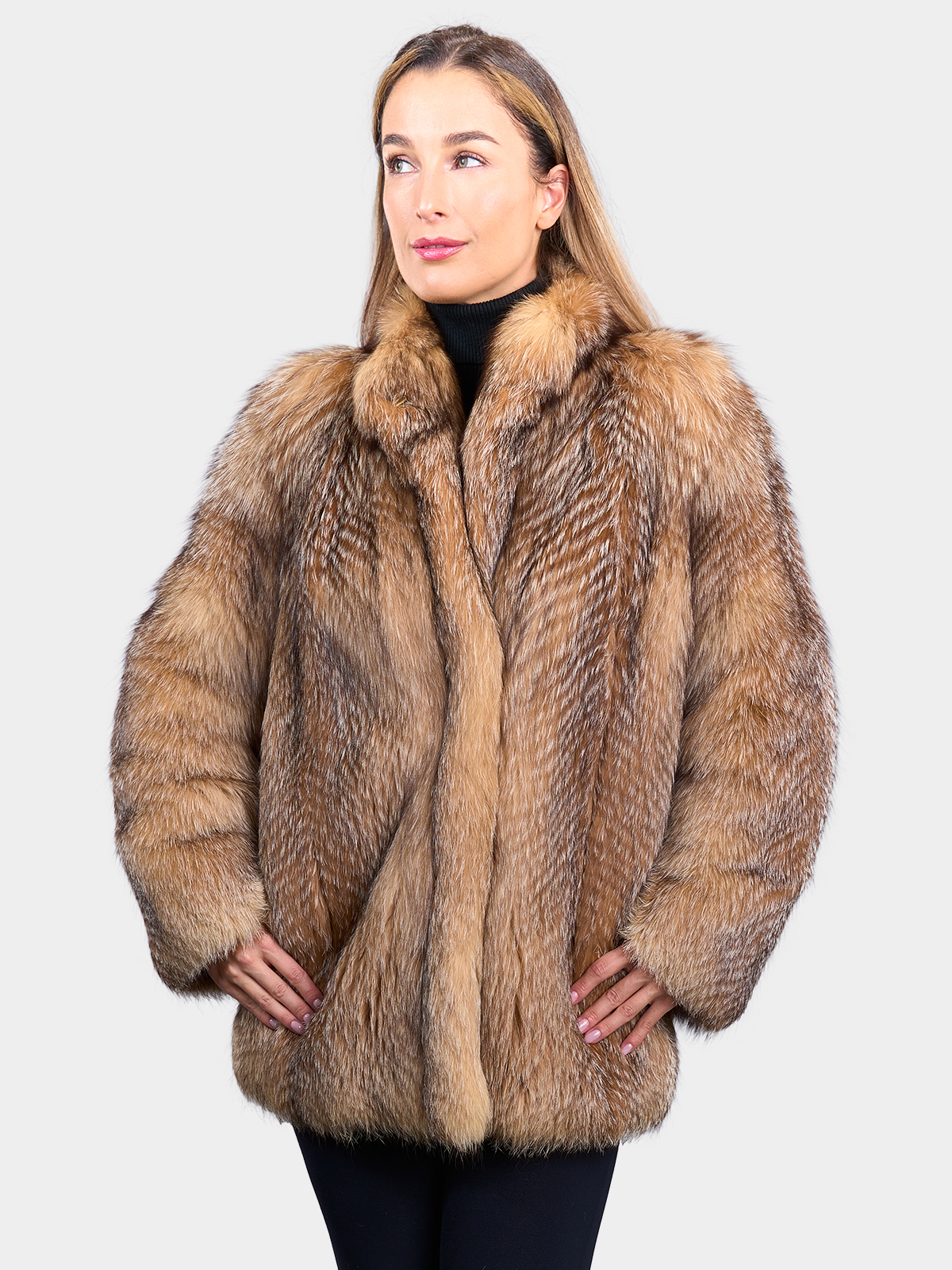 Woman's Crystal Fox Fur Jacket - Estate Furs