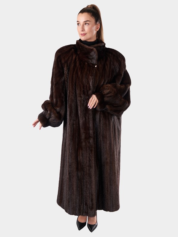 Woman's Plus Size Mahogany Female Mink Fur Coat