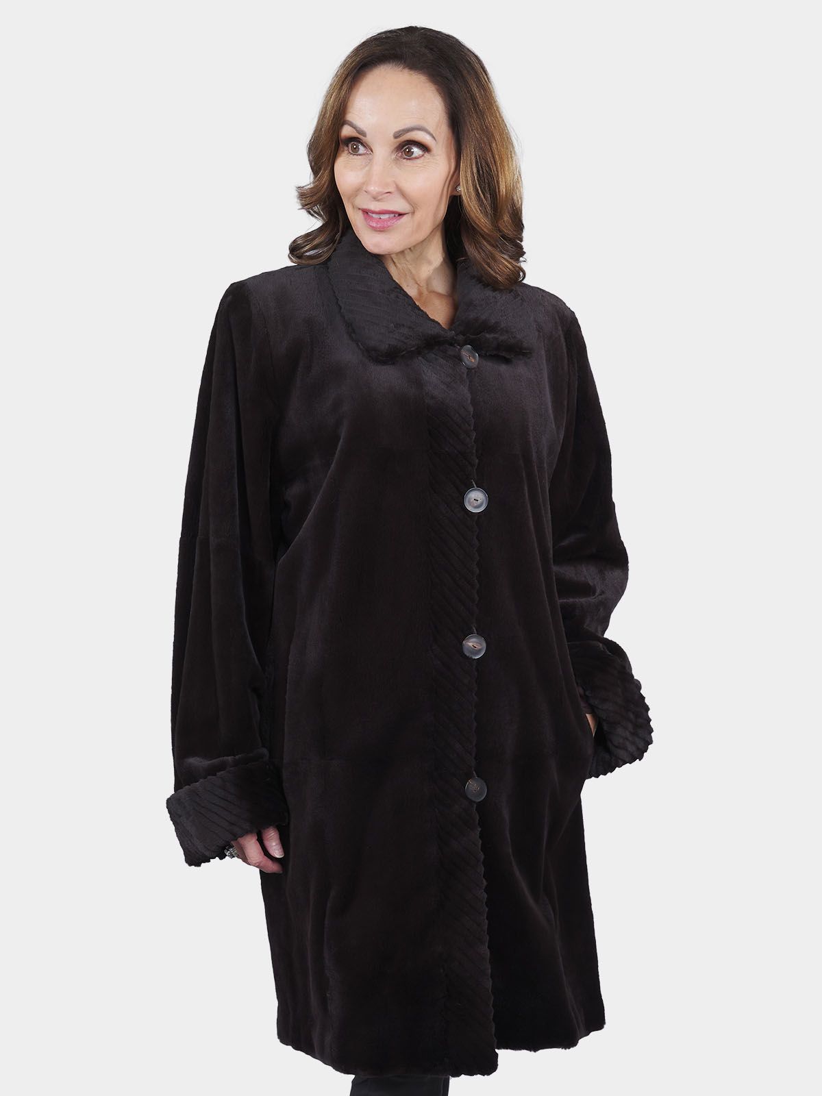 Reversible sheared mink stroller outlet