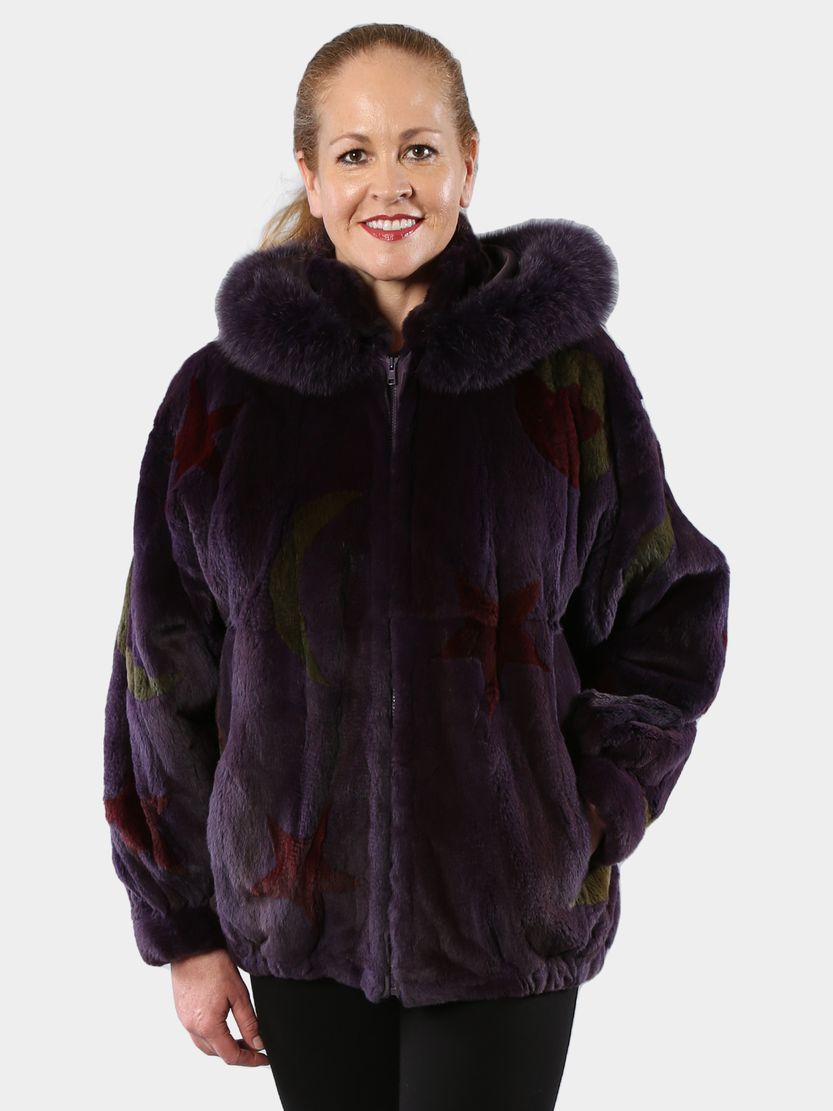 Purple Sheared Mink Fur Jacket with Hood - Estate Furs