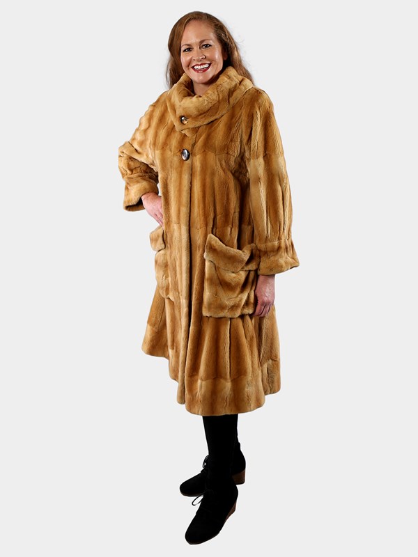 Woman's Sheared Golden Kolinski Fur Coat