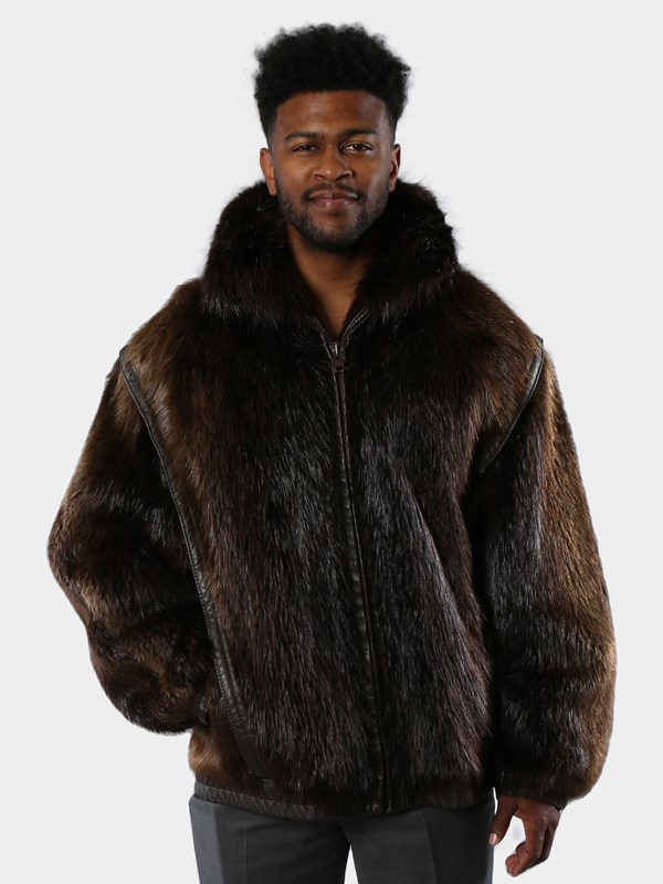 Man's Natural Beaver Fur Jacket