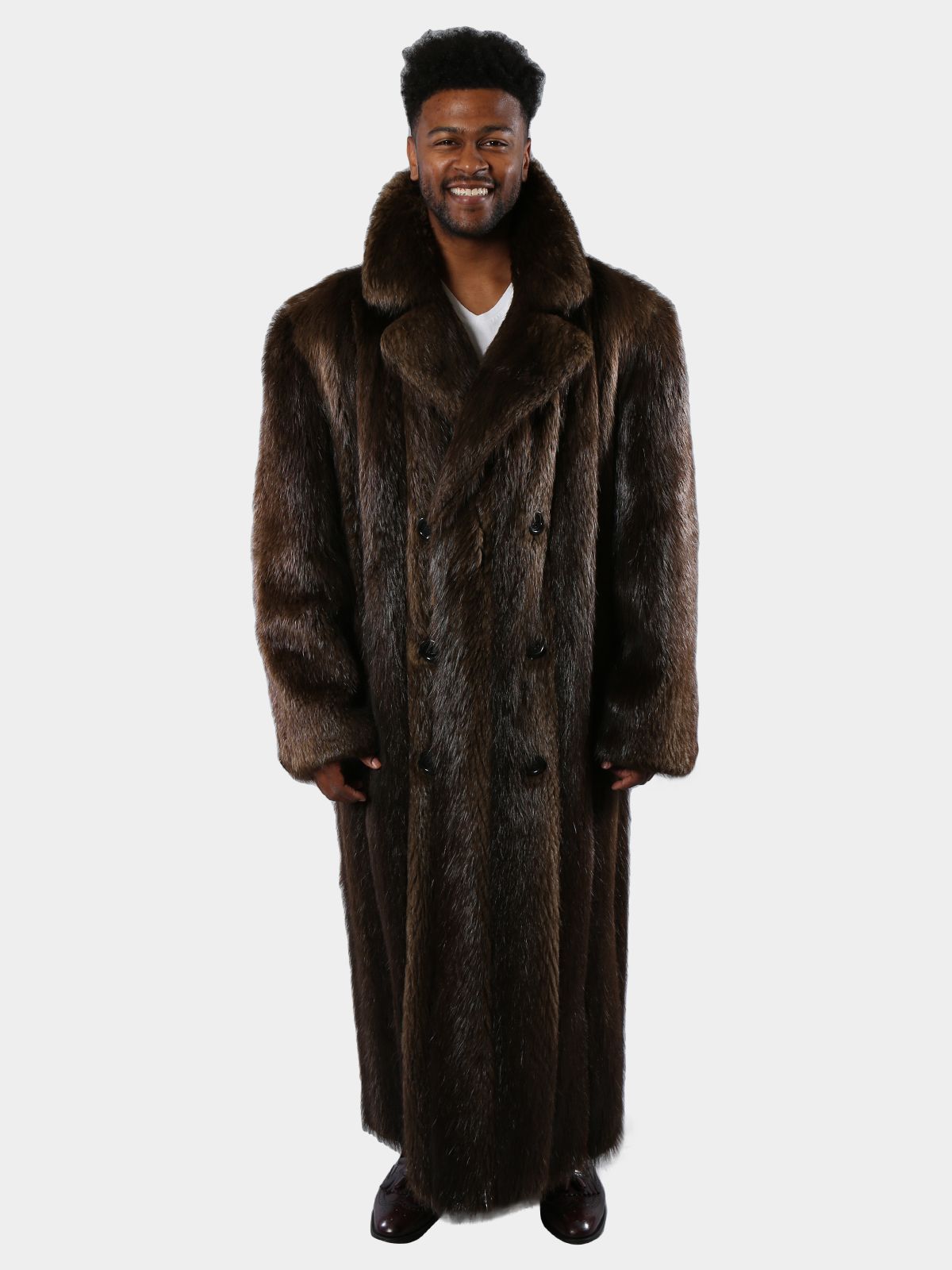 Day Furs Men's Hazel Long Hair Beaver Fur Jacket