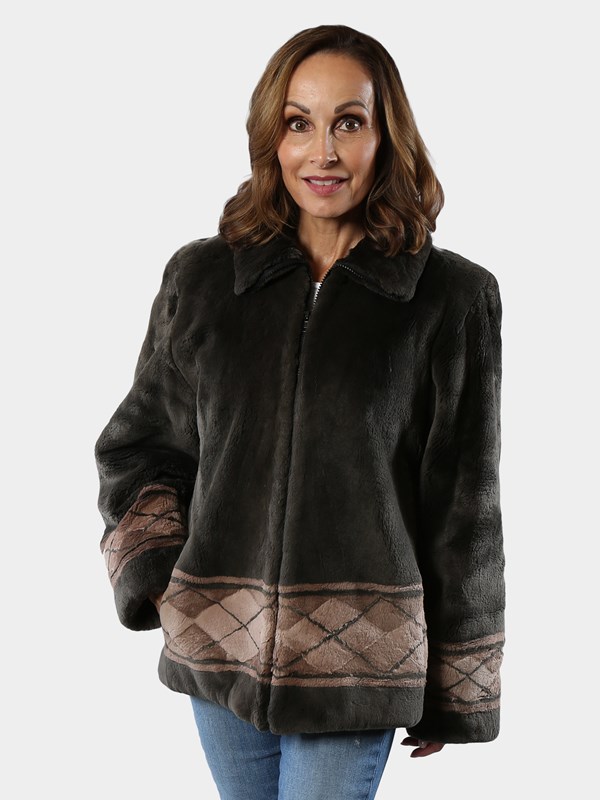 Woman's Grey Sheared Beaver Fur Jacket