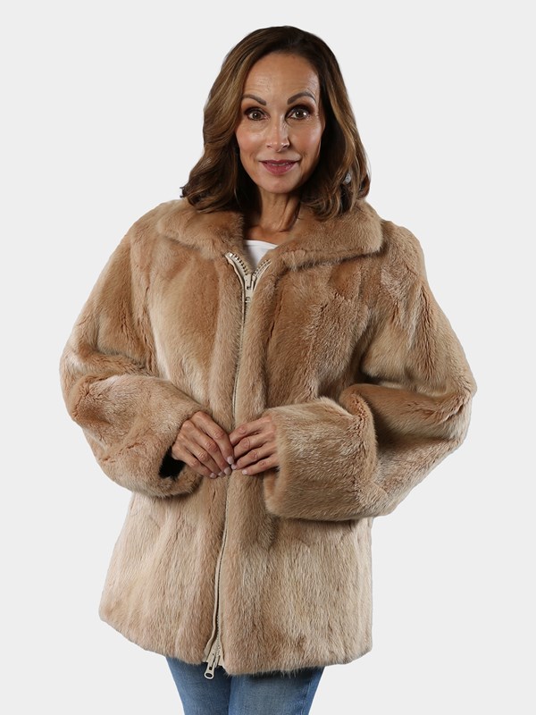 Woman's Tan Muskrat Fur Jacket