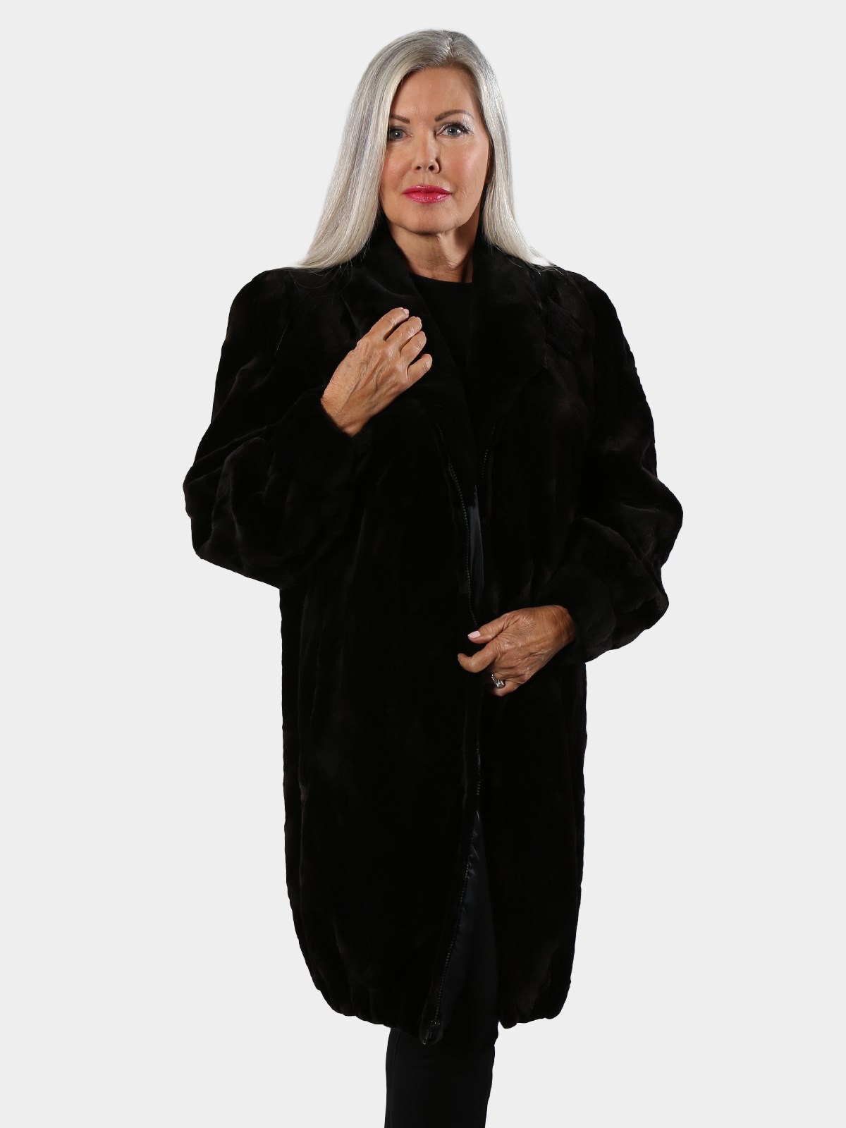 Woman's Black Sheared and Sculptured Mink Fur Stroller