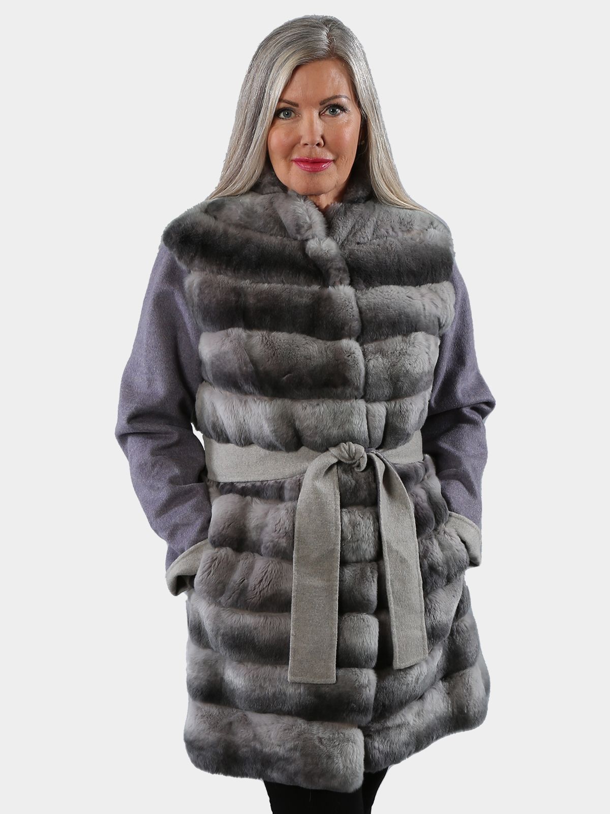  Rex Rabbit Chinchilla Fur Jacket - Super Soft : Sports &  Outdoors